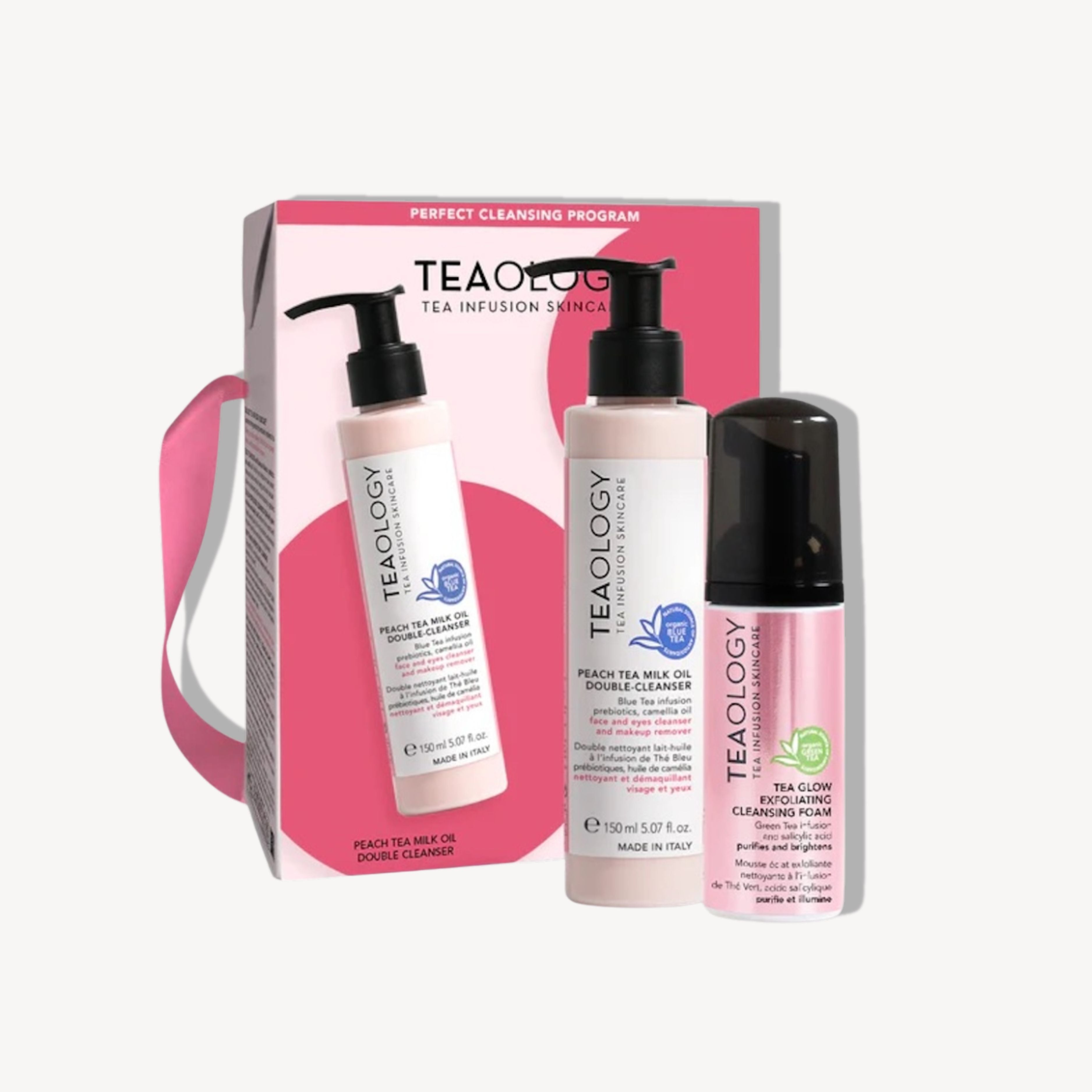 Teaology Cleansing Kit - Peach Milk Oil + Tea Glow Foam